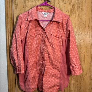 Croft & Barrow Coral Polka Dot Shirt size 1X